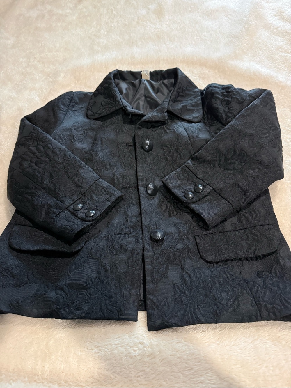 Black Floral Jacquard Button Front Jacket